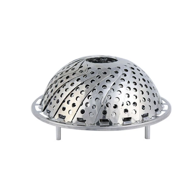 Estante de vapor plegable de acero inoxidable con gancho para cocinar de forma segura y fácil