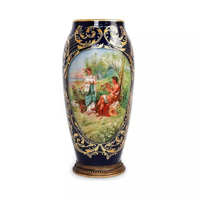 Early 20th Century Sevres Cobalt Blue Porcelain Vase 15" (37 cm)