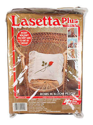 Kit de almohada Lasetta Plus Roses en flor #L52 Nation Yarn Crafts de colección 1985 sellado