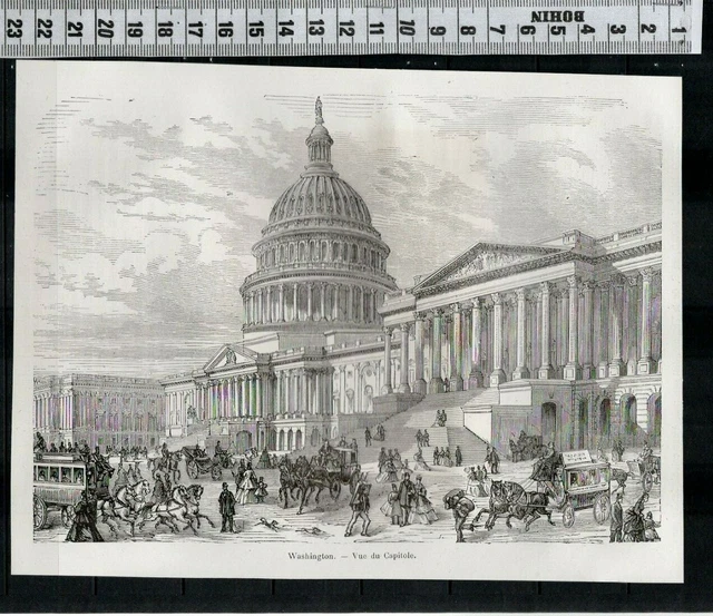 G58 / Gravure 1877 /  Washington Vue Du Capitole