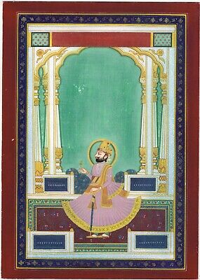 Main Peint Miniature Portrait De Maharaja Homme Singh Indien Peinture Sur Papier