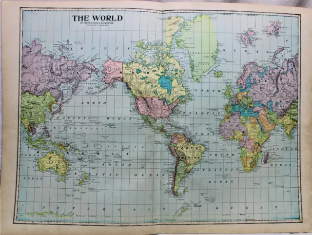 Monarch Standard Atlas Map Page Plate Of The World 1906 Vintage