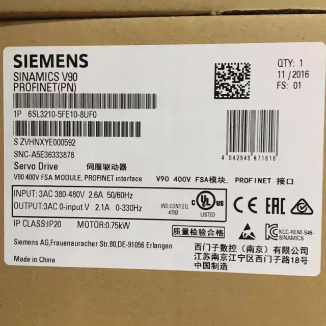 1PC Siemens 6SL3210-5FE10-8UF0 Servo Drive New In Box 6SL32105FE108UF0