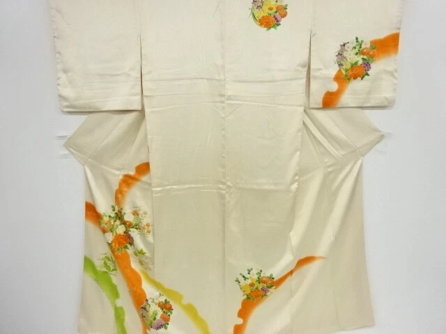 43398# Japanese Kimono / Antique Kimono / Flower Roundel