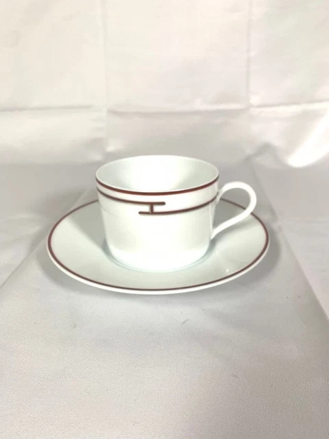 Tasse à Expresso Hermès Africa – Lot De 2 Avec Soucoupes – Porcelaine Verte – France