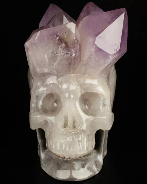 7.7" Achat Amethyst Druse geschnitzt Kristall Skull Fine Art Skulptur, Heilung 3