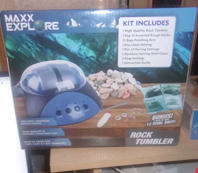 Maxx Explore Rock Tumbler Kit, Durable Gem Polisher | Children Teens Adults