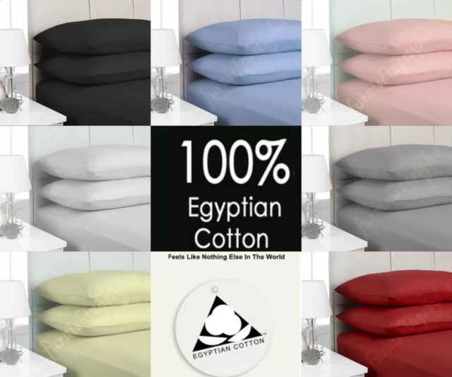 Luxury 100% Egyptian Cotton Fitted Sheets T200 Percale Count Single Double King