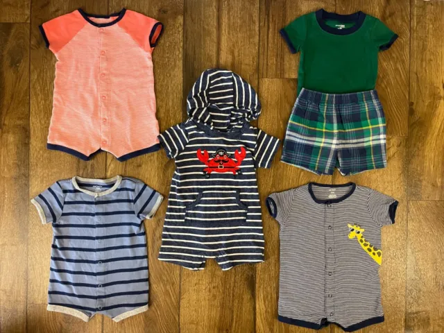 Carters Baby Boy 6 6/9 9 Months Summer Outfits Rompers Shorts Shirts Clothes Lot