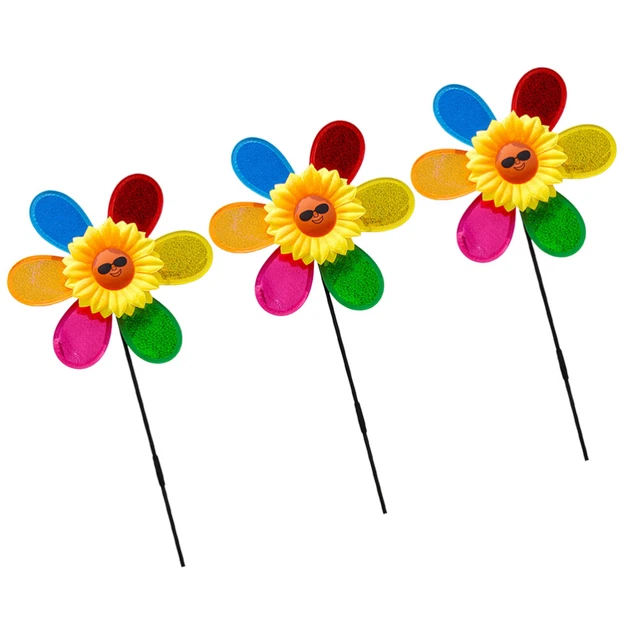3pcs Outdoor Windrad Sunflower Rasen Windräder Kinder Windräder Spielzeug 3