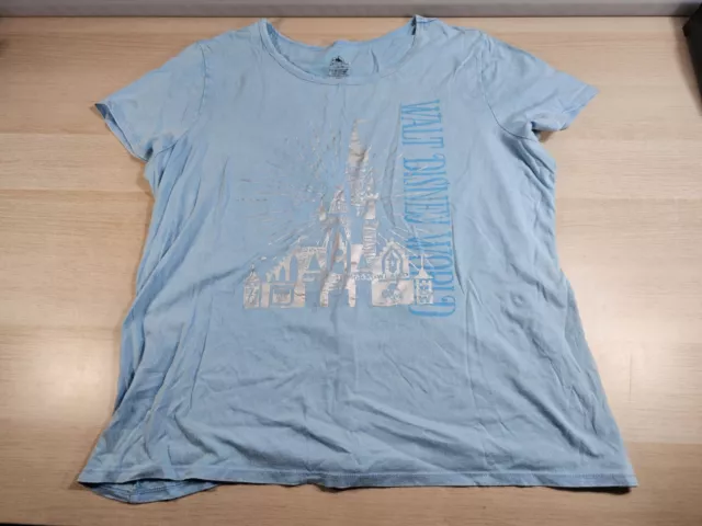 Camiseta para mujer Walt Disney World plateada castillo de Cenicienta salón azul talla XL