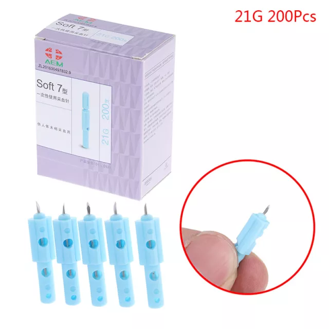 200Pcs 21G Soft Blood Glucose Medical Collecting Lancet Needles Diabetes TA Yf