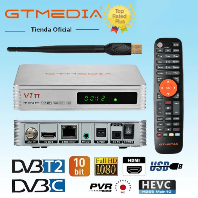 GTmedia Caja Terrestre H.265 PVR del Receptor TV de Digitaces TDT en HD DVB-T/T2