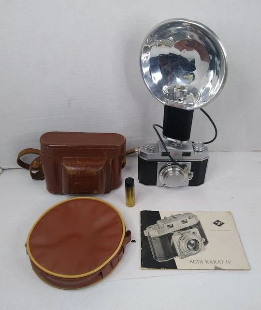 Agfa Karat IV 35mm Camera w/ Solinar 50mm f2.8 Lens Case Instructions Flash