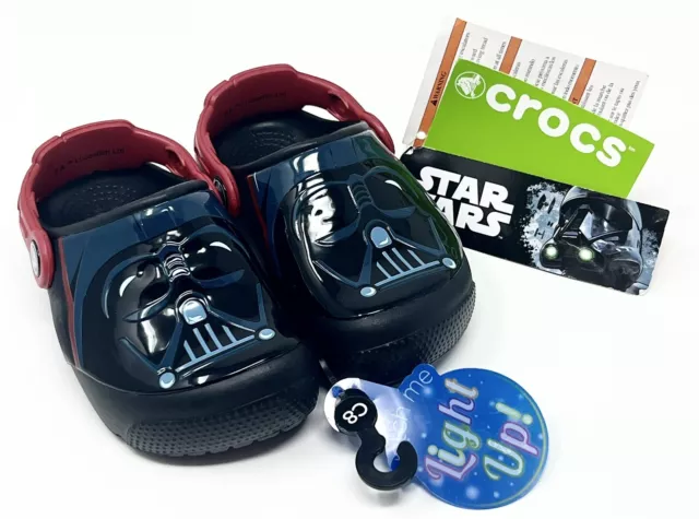 Crocs Kids Star Wars Darth Vader Light Up Clog  Toddler Size 7, 8 NEW