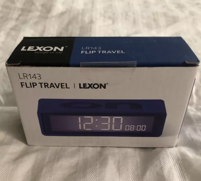Lexon Flip Travel Clock LCD Alarm Clock LR143 Blue Sealed