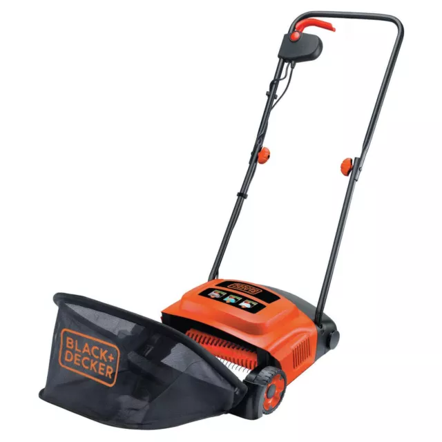 Black & Decker Lawnraker 30cm 600W Garden Lawn Rake Scarifier Moss Box GD300-GB