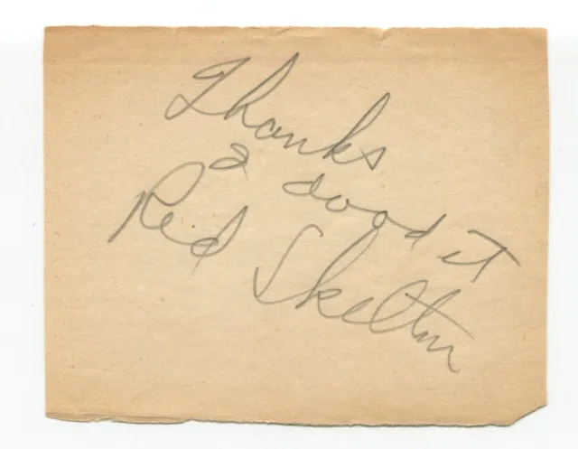 Red Skelton Signed Page Cut Autographed In 1952 Actor