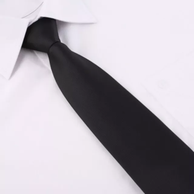 Black Plain Clip On Tie Security Doorman Bouncer Funeral Wedding - High Quality