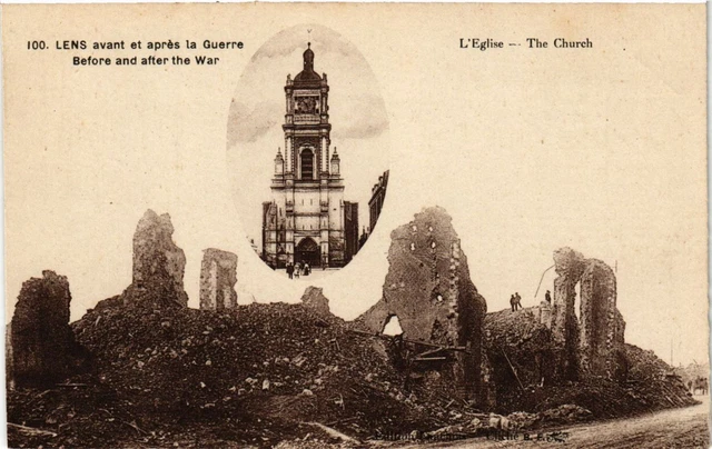 CPA MILITAIRE Lens avant et aprés la Guerre-L'Eglise (317074)