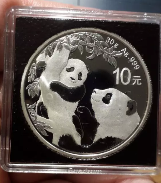 China, 10 Yuan, 2021, Panda, 30 Gramm, BU, PP.