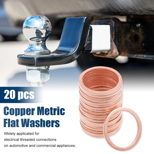 20 Pcs M18 x 22mm x 1.5mm Copper Flat Washer Sealing Ring for Screw Bolt Nut