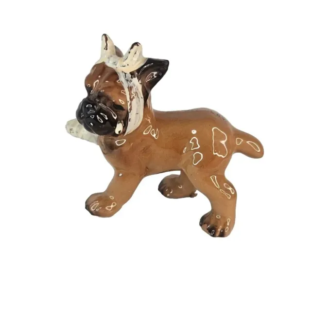 Vintage Boxer Dog In Bandages Figurine Puppy Porcelain Made In Japan