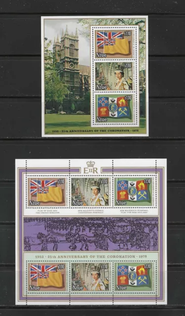 NIUE , NEW ZEALAND ,1978, 25th ANNIV. ELIZABETH II , 2 S/S's PERF, MNH , CV$5.25