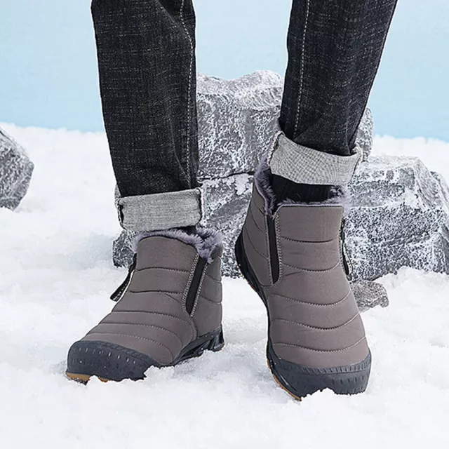 Fur Lined Snow Boots Short Shaft Boots Lightweight Men for Winter (Grey 43)