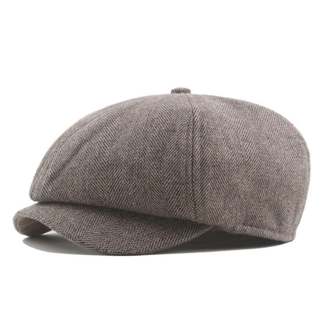 Trendy Mens Flat Cap Tweed Newsboy Hat Beret Hat Apricot Casual Sun Protection