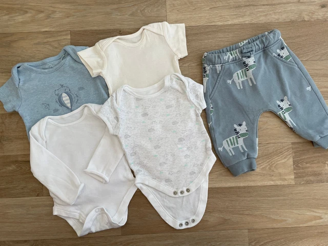 Pacchetto body jogger blu M&S George Primark bambino 0-3 mesi