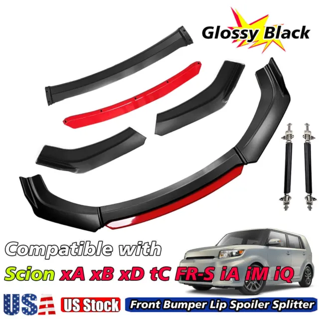 For Scion tc xb Front Bumper Lip Splitter Spoiler Body Kit Black &Red+Strut Rods