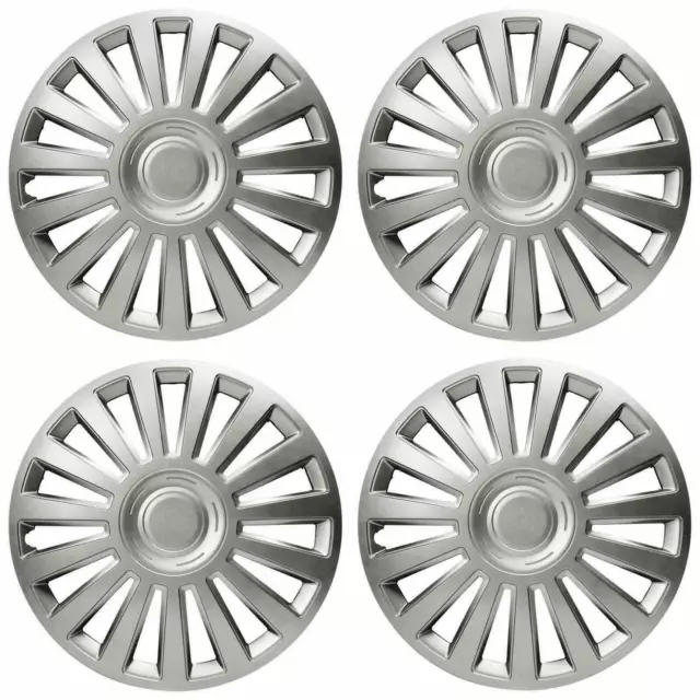 Wheel Trims 13" Hub Caps Luxury Plastic Covers Set of 4 Silver Specific Fit R13