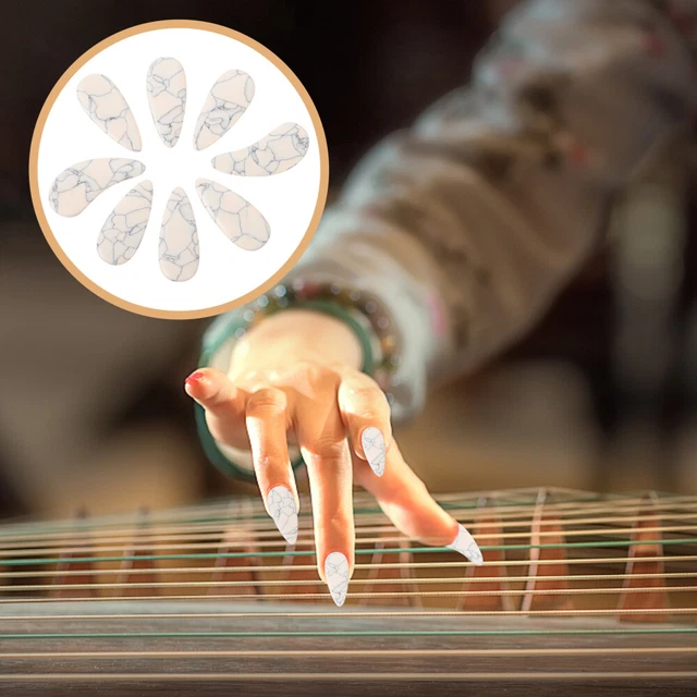 8 PCS GUZHENG Nails Guitar Finger Picks Chinese Zither Adhesive Tapes