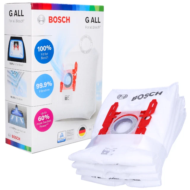 Lot de 4 Sacs Aspirateurs Bosch BBZ41FGALL G ALL, Blanc