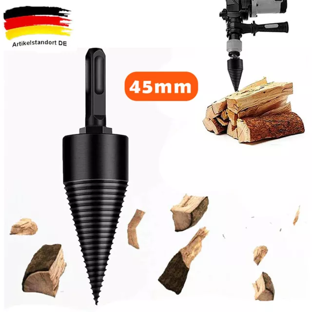 45mm Brennholzbohrer Holzspaltbohrer Holzspalter Kegelspalter Schraubspalter