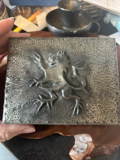 Trinket Box Pewter Lid With Griffin / Dragon design