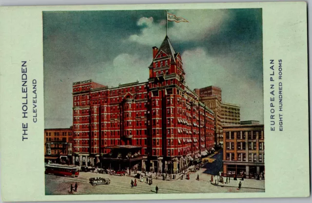 c 1910 Cleveland, Ohio The Hollenden Hotel Antique Postcard Cars, Trolley