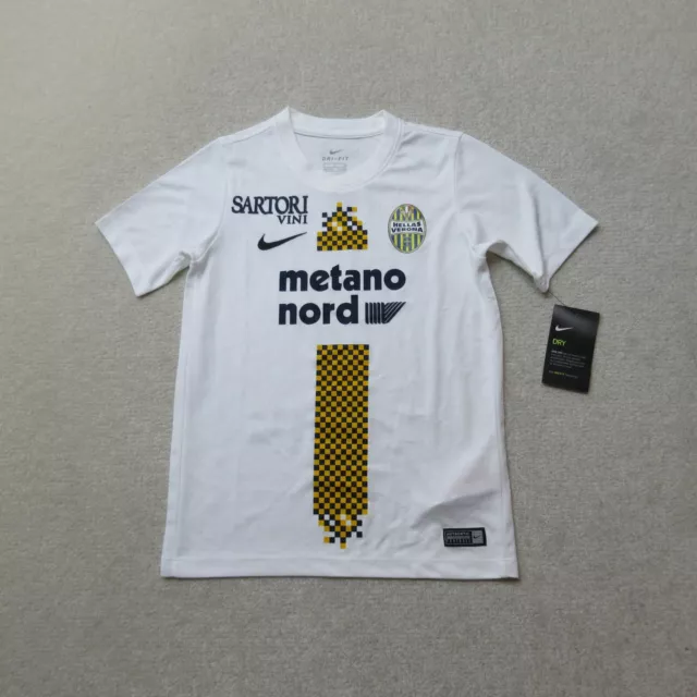 Nike Hellas Verona Football Shirt Boys Small 8 / 10 Years White Swoosh Sport NWT