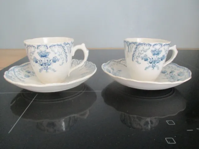 2 Tasses à café et sous tasses Terre de fer St Amand & Hamage modèle Régence N°1