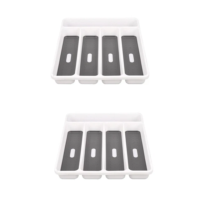 2X Cuenco de cubiertos gris grande colección cuchillero 5 compartimentos suave FutO3M7