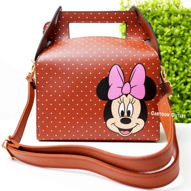 Disney Minnie Mouse Purse Bag Faux Leather Box Shape Crossbody Hand Bag New