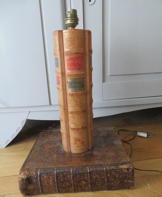 Pied de lampe Le Tanneur 1960 en cuir et laiton doré | Selency
