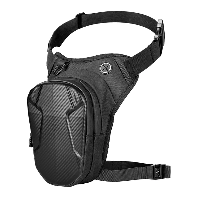 Sacoche Jambe Moto EVA - Imperméable, Bande Réfléchissante, 3 Positions De Portage, Noir, 36x8x26cm