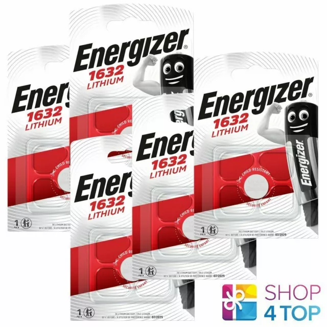 5 Energizer CR1632 Batterie Lithium 3V Cellule Boutons Bouton Exp 2029 Neuf