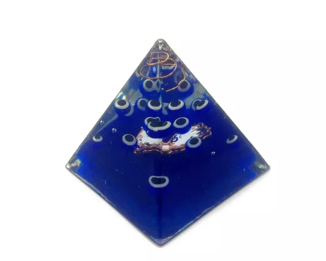 Evil Eye Orgonite Pyramid Hamsa Hand Charm Blue Nazar Resin Inlay Table Ornament