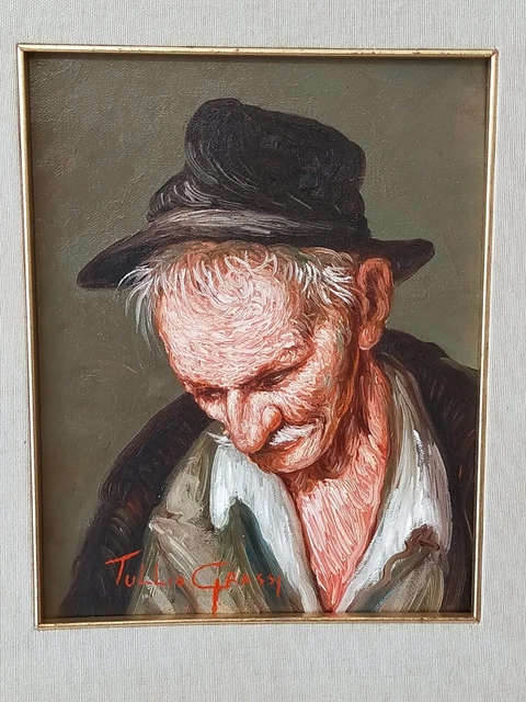 Pittura Napoletana Salernitana Tullio Grassi Vecchio Contadino Olio Su Tela Top!
