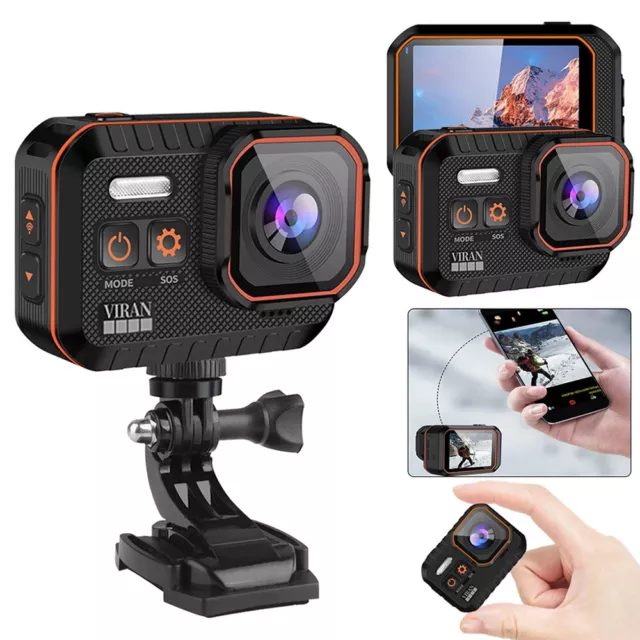 Anti-Shake Action Camera 4K 60FPS WiFi HD Sports Cam Waterproof 170° with Remote