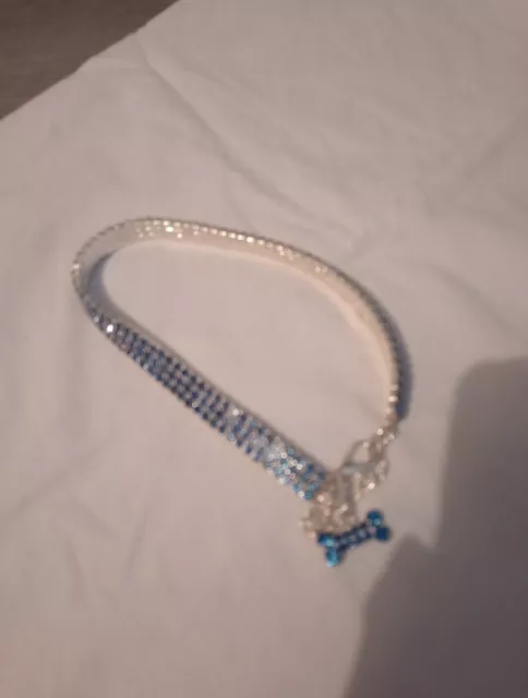 Dog Blue Diamonte Collar