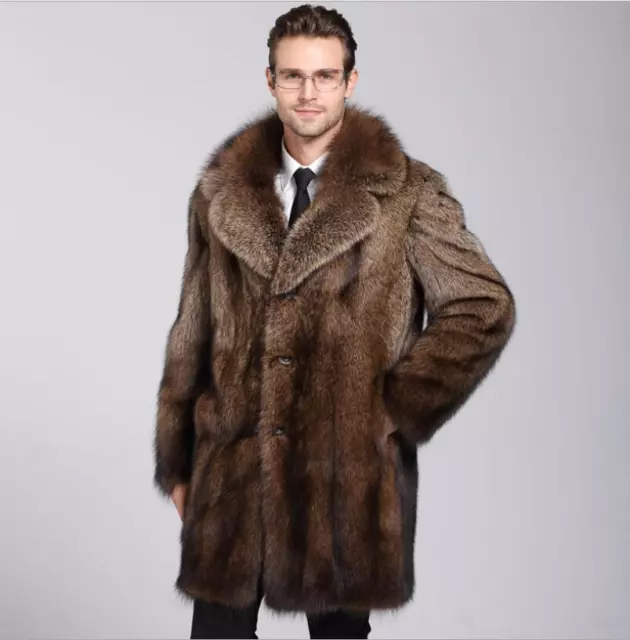 Mens Faux Mink Fur Warm Winter Coat Jacket Thicken Luxury Lapel Outwear Parka